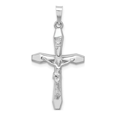 14K White Gold INRI Crucifix Pendant