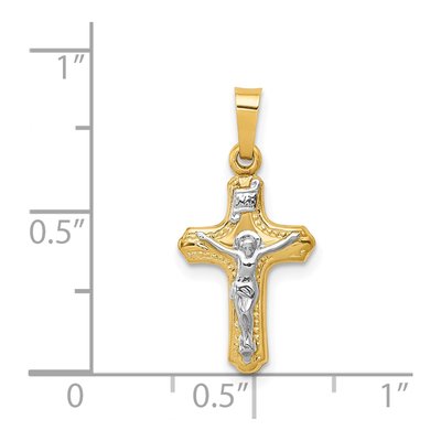 14K Two-Tone Gold INRI Crucifix Pendant – view 5