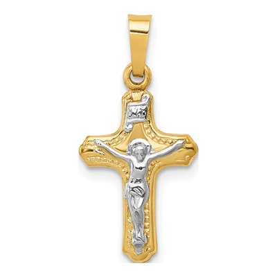 14K Two-Tone Gold INRI Crucifix Pendant