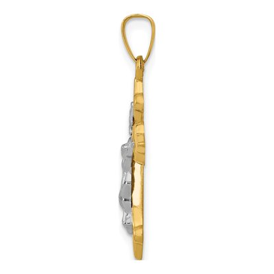 14K Two-Tone Gold Fleur de Lis INRI Crucifix Pendant – view 3