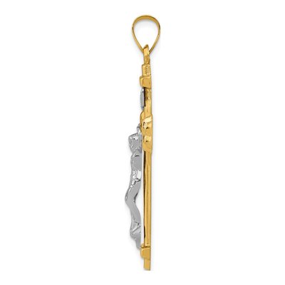 14K Two-Tone Gold INRI Crucifix Pendant – view 3