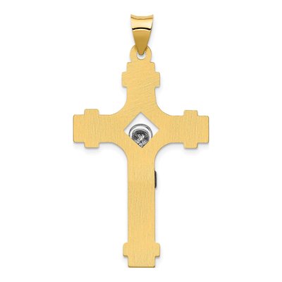 14K Two-Tone Gold INRI Crucifix Pendant – view 4