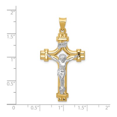 14K Two-Tone Gold INRI Crucifix Pendant – view 5