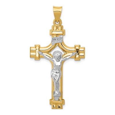 14K Two-Tone Gold INRI Crucifix Pendant