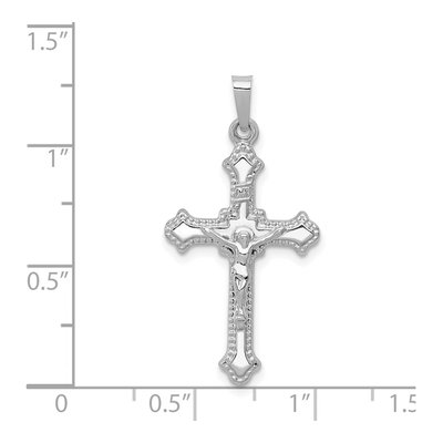 14K White Gold INRI Crucifix Pendant – view 5