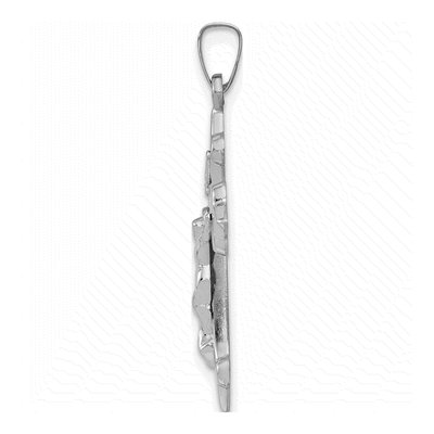 14K White Gold Fleur de Lis Crucifix Pendant – view 3
