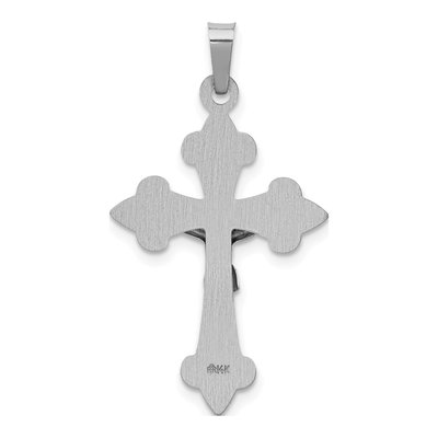 14K White Gold Fleur de Lis Crucifix Pendant – view 4