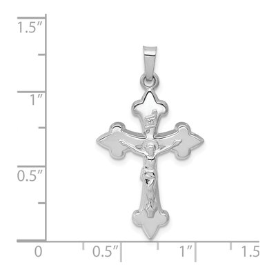 14K White Gold Fleur de Lis Crucifix Pendant – view 5