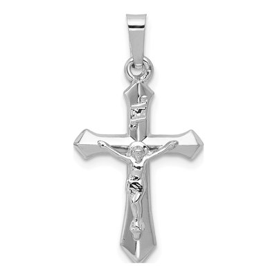 14K White Gold INRI Crucifix Pendant