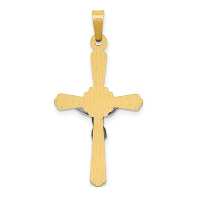 14K Two-Tone Gold INRI Crucifix Pendant – view 4
