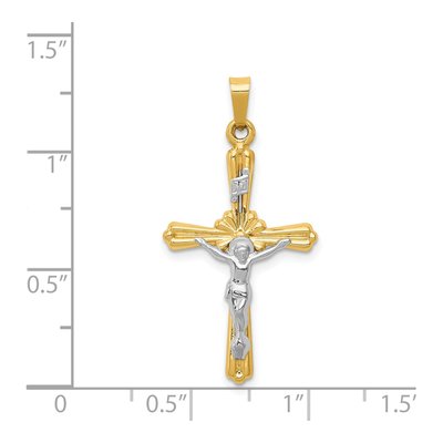 14K Two-Tone Gold INRI Crucifix Pendant – view 5