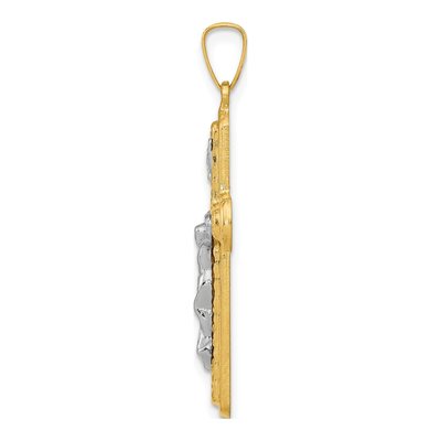14K Two-Tone Gold INRI Crucifix Pendant – view 3