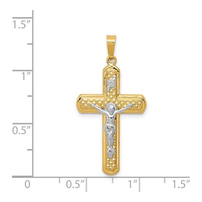 14K Two-Tone Gold INRI Crucifix Pendant – view 5