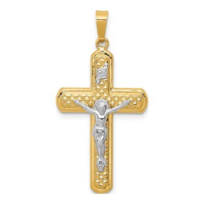 14K Two-Tone Gold INRI Crucifix Pendant