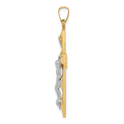 14K Two-Tone Gold INRI Crucifix Pendant – view 3