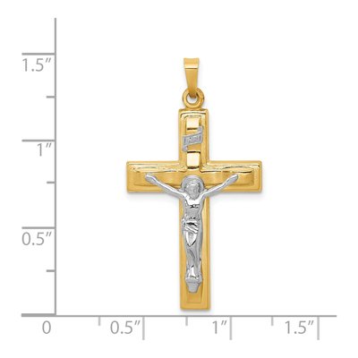 14K Two-Tone Gold INRI Crucifix Pendant – view 5