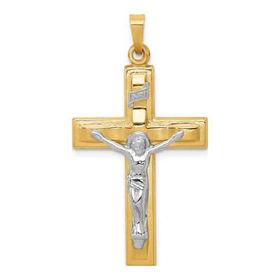 14K Two-Tone Gold INRI Crucifix Pendant