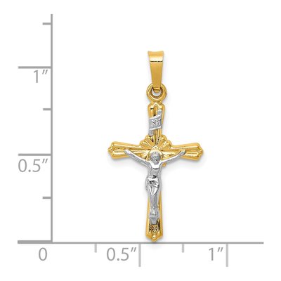 14K Two-Tone Gold INRI Crucifix Pendant – view 5