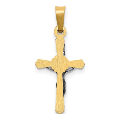 14K Two-Tone Gold INRI Crucifix Pendant – view 4