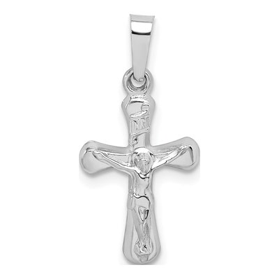 14K White Gold INRI Crucifix Pendant