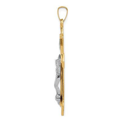 14K Two-Tone Gold INRI Crucifix Pendant – view 3