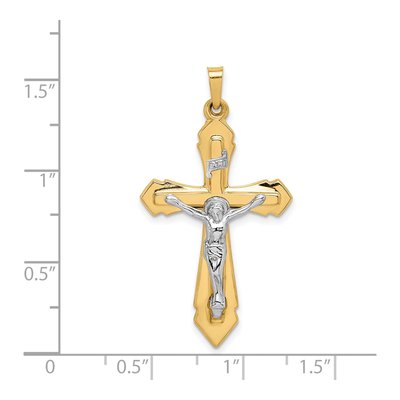 14K Two-Tone Gold INRI Crucifix Pendant – view 5