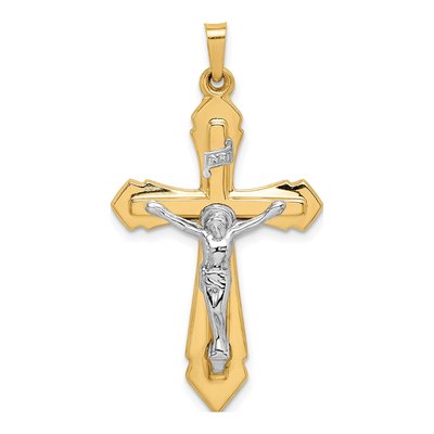 14K Two-Tone Gold INRI Crucifix Pendant
