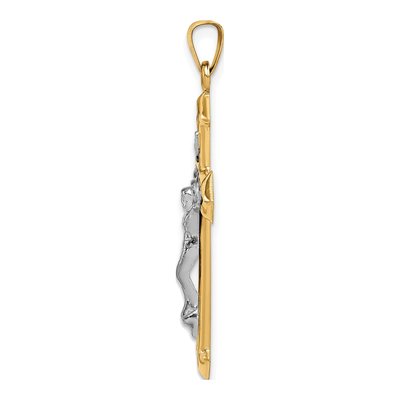 14K Two-Tone Gold INRI Crucifix Pendant – view 3