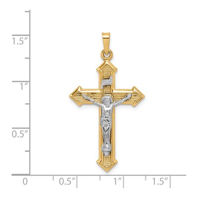 14K Two-Tone Gold INRI Crucifix Pendant – view 4