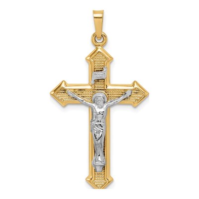 14K Two-Tone Gold INRI Crucifix Pendant