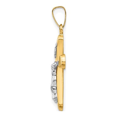 14K Two-Tone Gold Rounded Crucifix Pendant – view 3