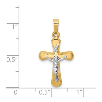 14K Two-Tone Gold Rounded Crucifix Pendant – view 5