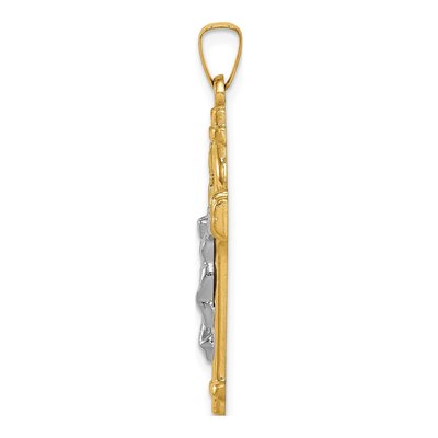 14K Two-Tone Gold INRI Crucifix Pendant – view 3