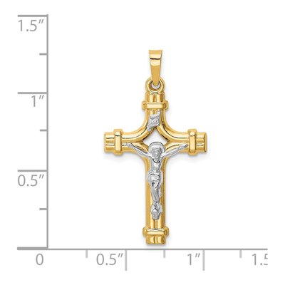14K Two-Tone Gold INRI Crucifix Pendant – view 5