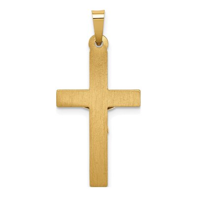 14K Two-Tone Gold Lattice Textured INRI Crucifix Pendant – view 4