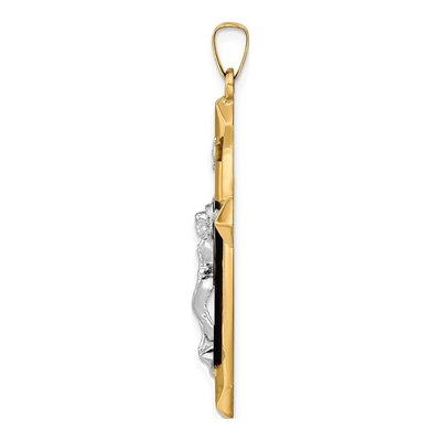 14K Two-Tone Gold INRI Crucifix Pendant – view 3