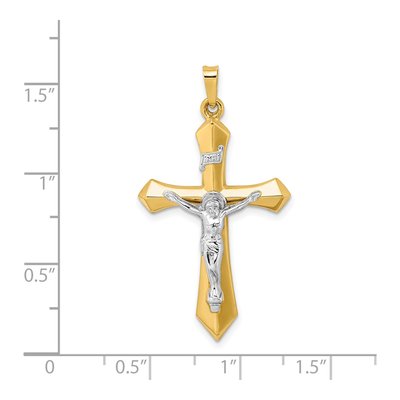 14K Two-Tone Gold INRI Crucifix Pendant – view 5