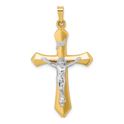 14K Two-Tone Gold INRI Crucifix Pendant