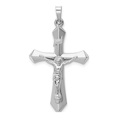 14K White Gold INRI Crucifix Pendant