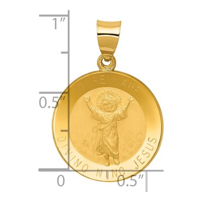 14K Yellow Gold Divino Nino Round Medal Pendant – view 5