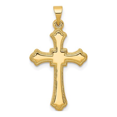 14K Yellow Gold Budded Cross Pendant