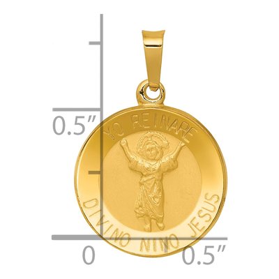 14K Yellow Gold Divino Nino Round Medal Pendant – view 5