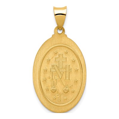 14K Yellow Gold Hollow Spanish Miraculous Medal Pendant – view 5