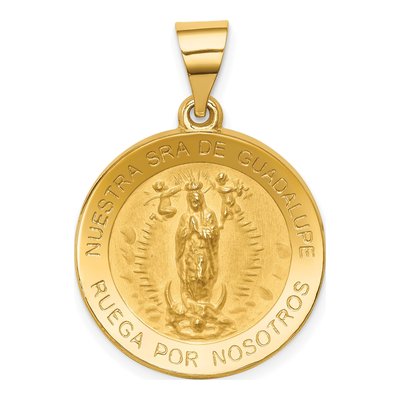 14K Yellow Gold Our of Guadalupe Medal Pendant