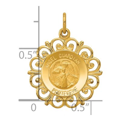 14K Yellow Gold Guardian Angel Medal Pendant – view 5