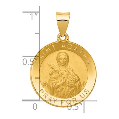 14K Yellow Gold St Agatha Hollow Medal Pendant – view 5