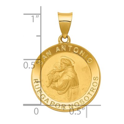 14K Yellow Gold Hollow Spanish St Anthony Medal Pendant – view 5