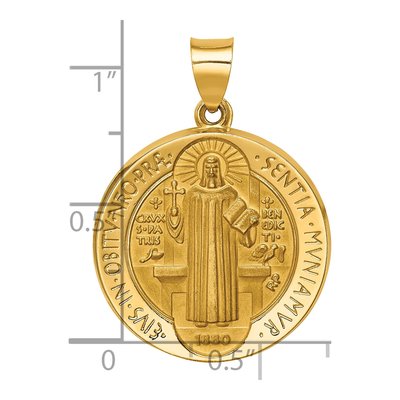 14K Yellow Gold St Benedict Reversible Medal Pendant – view 4