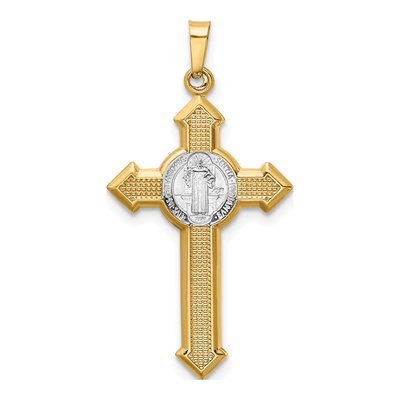 14K Yellow Gold St Benedict Crucifix Pendant – view 4
