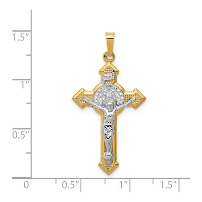 14K Yellow Gold St Benedict Crucifix Pendant – view 5